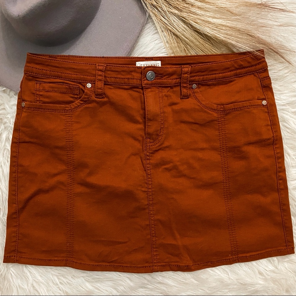 Burnt Orange Jean Skirt w/ pockets